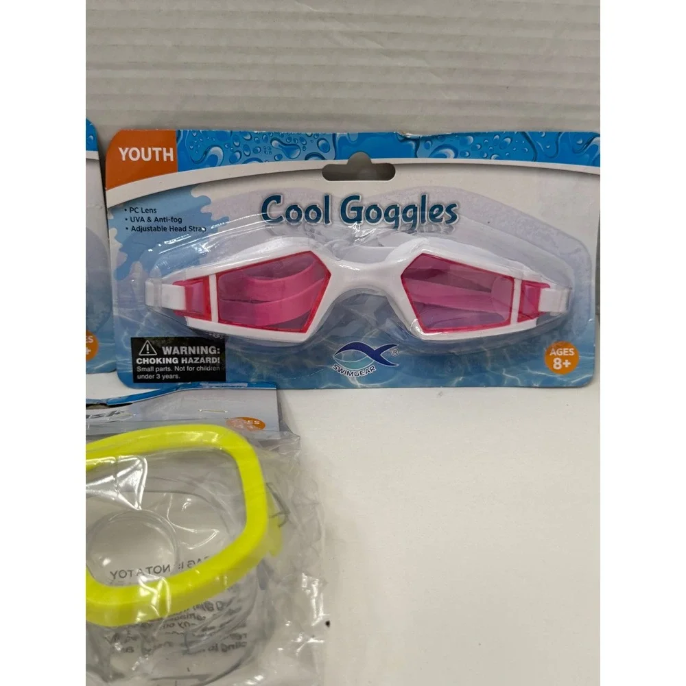 Swimgear Youth Cool Goggles and Child Mask Set Blue Pink Yellow‎ 3 Pack NEW